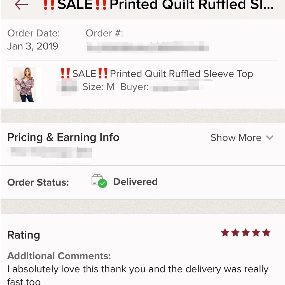 ‼️SALE‼️Printed Quilt Ruffled Sleeve Top - Picture 5 of 5